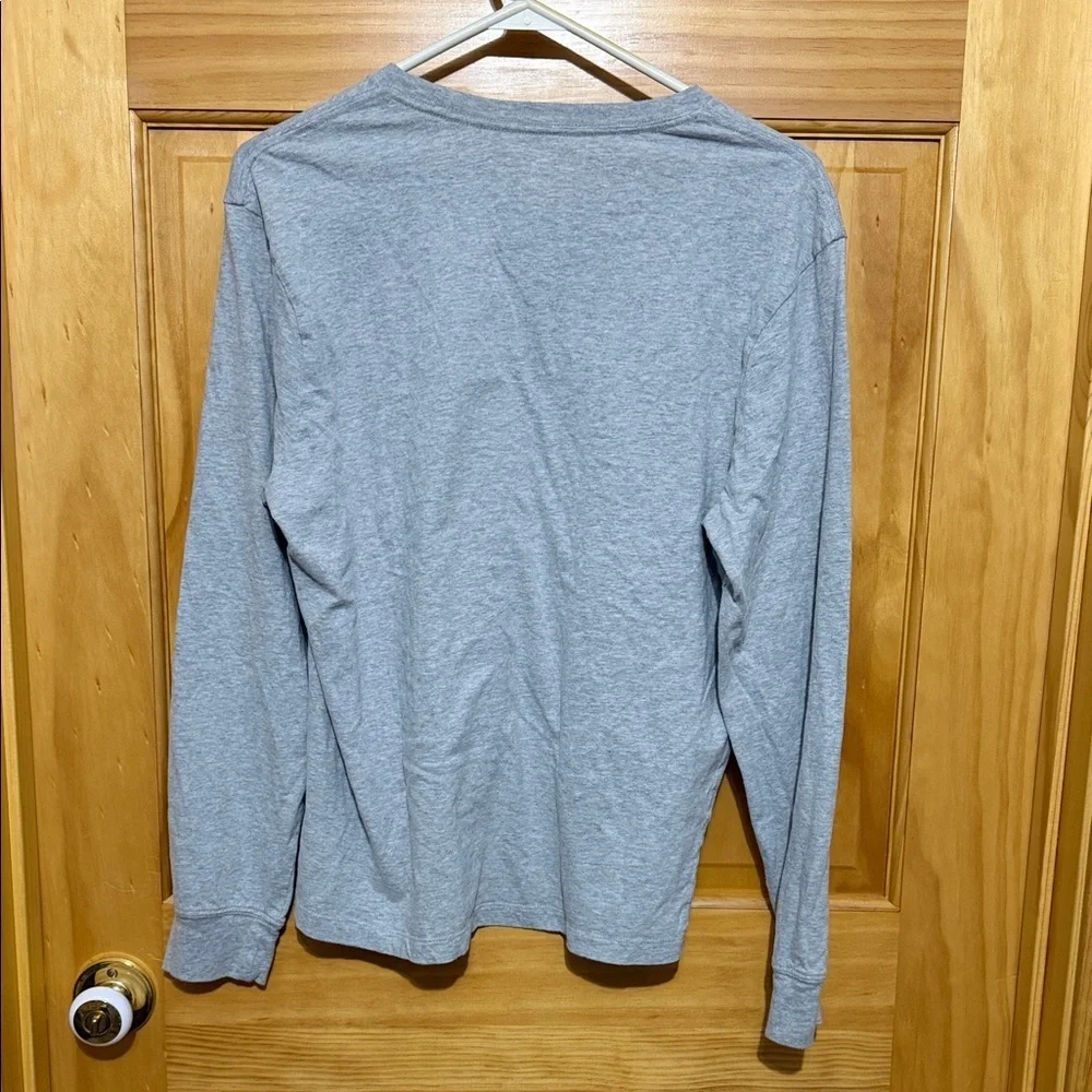 J. Crew Washed Men's Heather Gray Long Sleeve Crew Neck Tee, Size Medium.